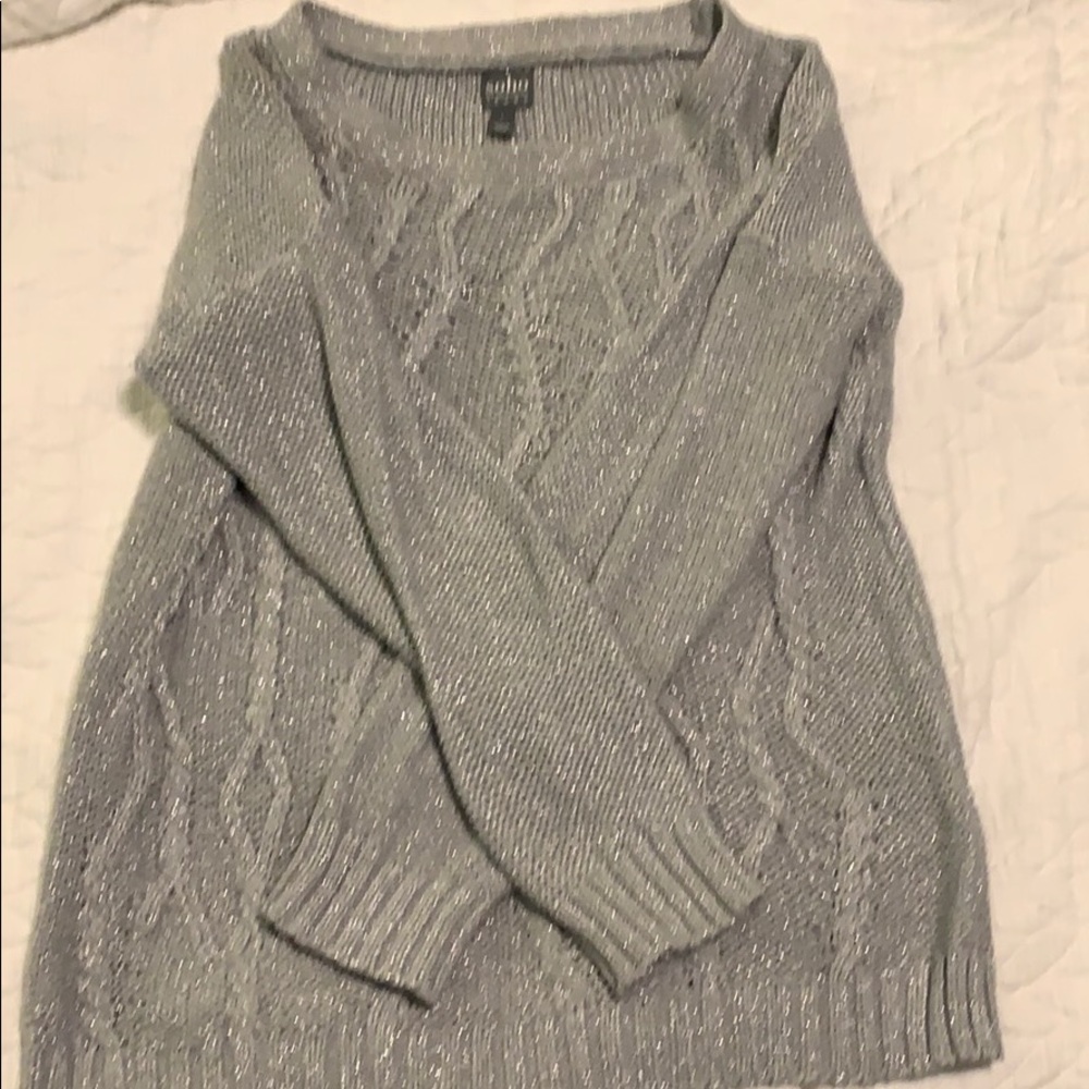 Shimmery gray cotton sweater